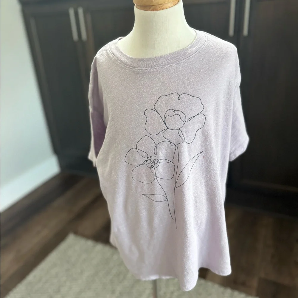 SO Girls XL (14/16) Lavender Floral Graphic T-Shirt
